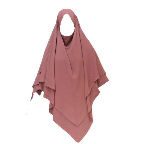 Khimar Two Layer Dusty Pink (Extra Long)